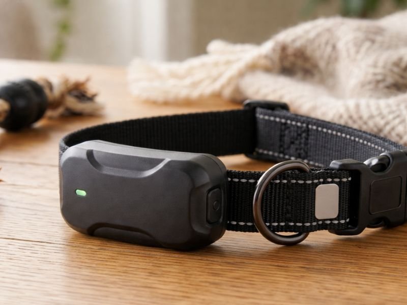 Dispositivo GPS para perros acoplado a un collar