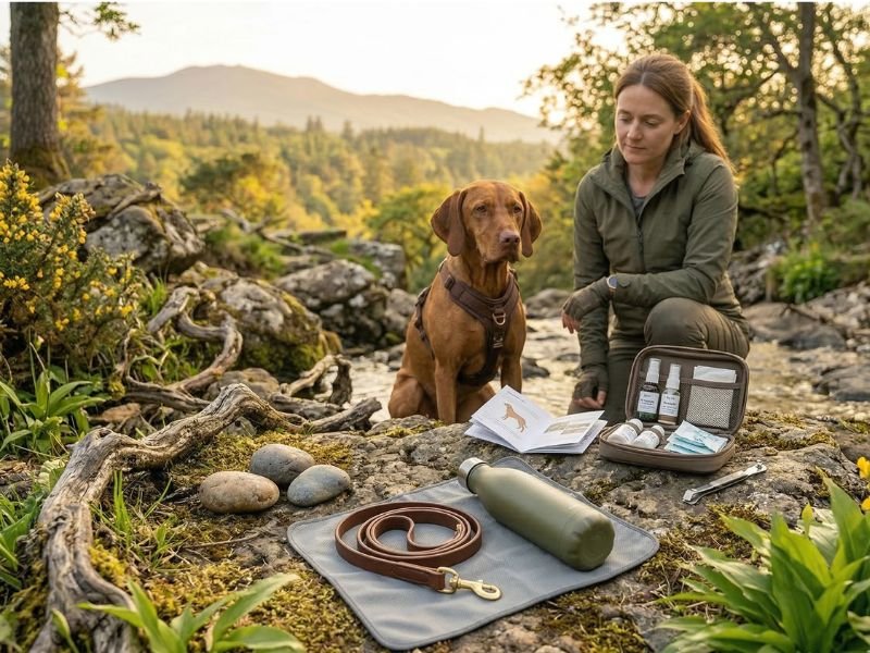 Accesorios y rutina preparados para un paseo seguro con perro en primavera