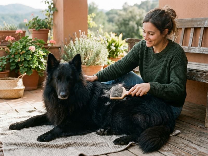 Cepillado suave durante la muda de primavera en perros