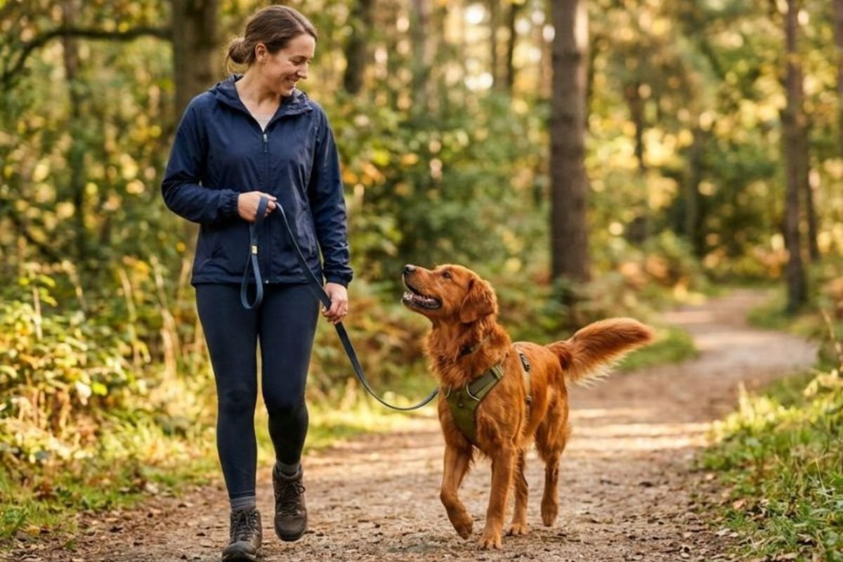 Paseo de calidad con perro en un entorno tranquilo