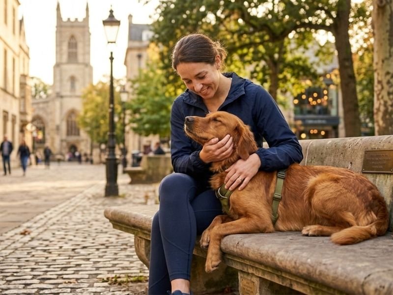 Perro descansando tranquilo después del paseo