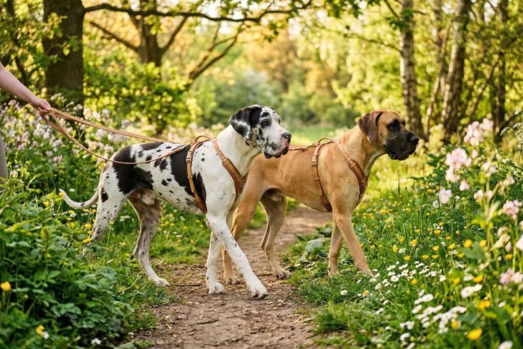 garrapatas pulgas y mosquitos en primavera. Perros paseando en primavera por una zona verde luminosa y natural
