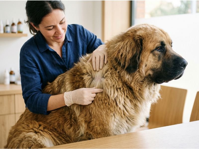 Revisión de piel y manto en perro durante la muda de primavera
