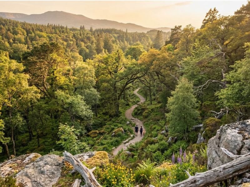 oruga procesionaria en perros. Zona de paseo con pinos en primavera donde conviene vigilar al perro