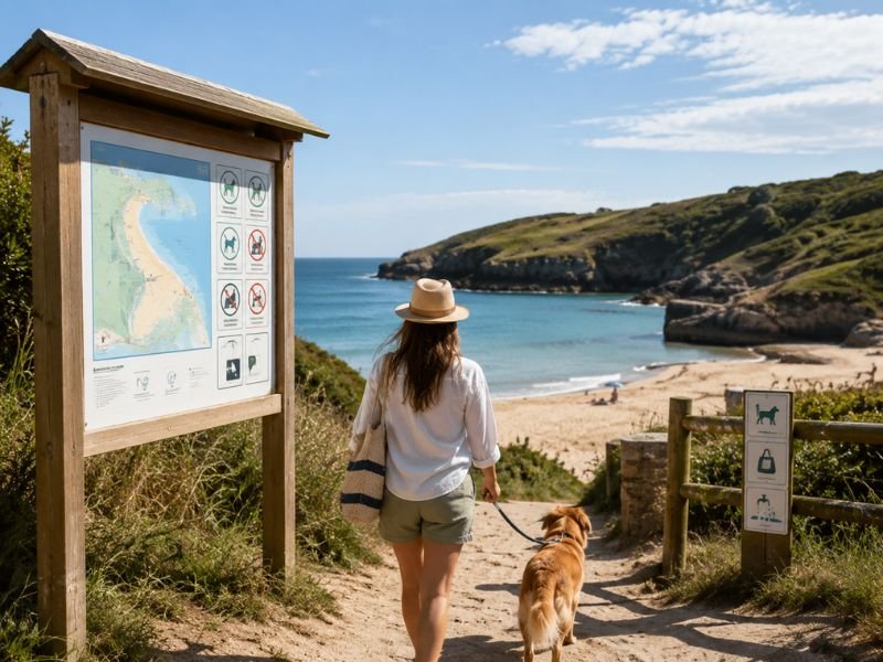Playa con perro en verano. Revisar el acceso antes de ir